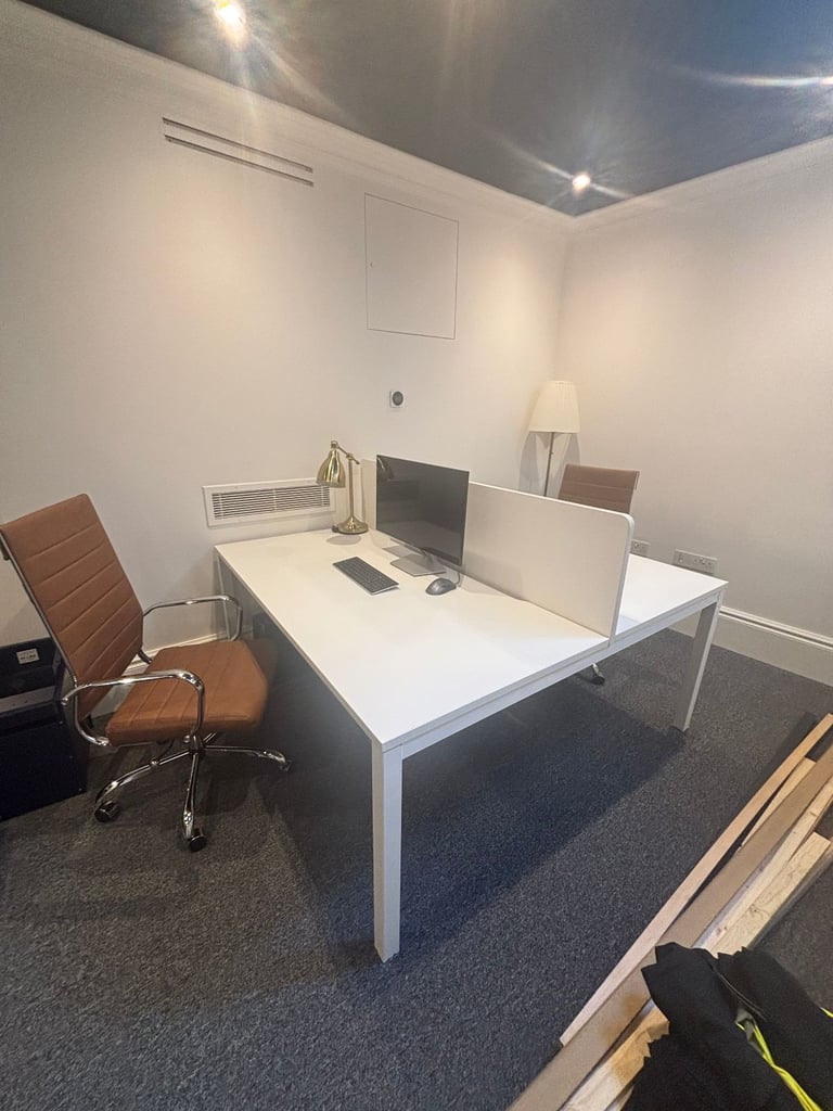 Dual Office Desk with Sound Barrier 