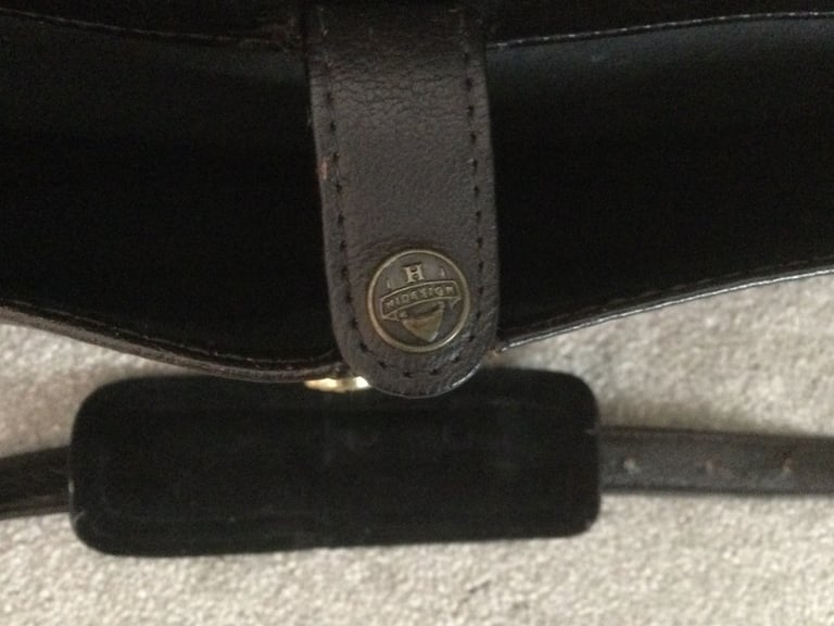 Cheney Vintage dark brown leather, traditional brass-lock briefcase