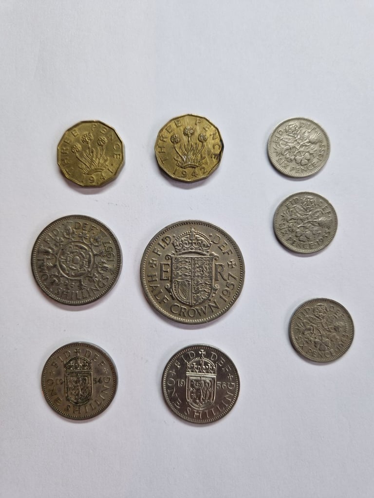image for Antique coins Half crown, threepenny bits, sixpence etc.