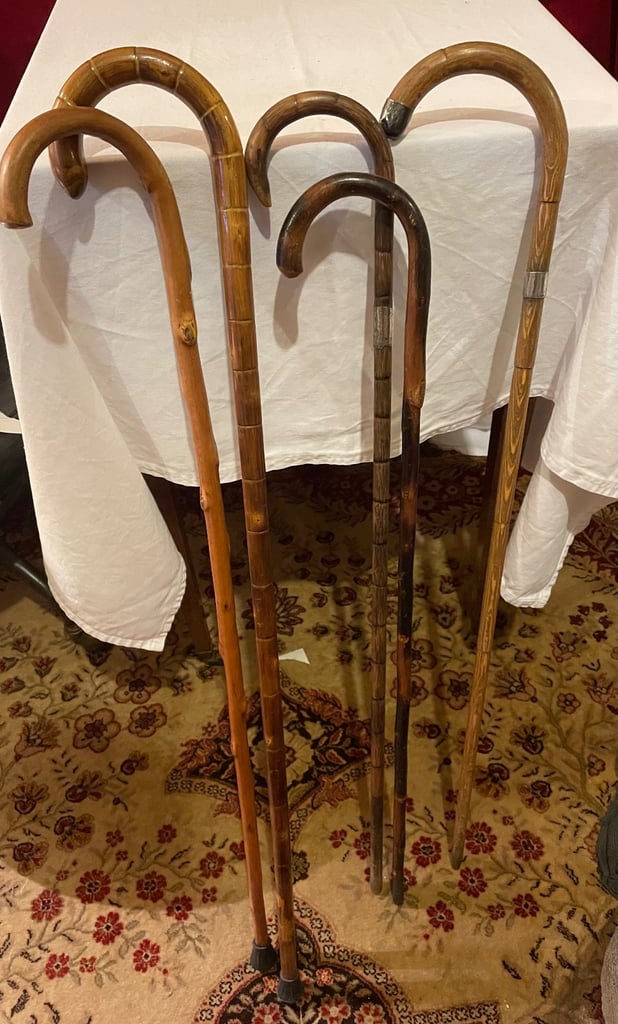 Silver mounted walking sticks + others