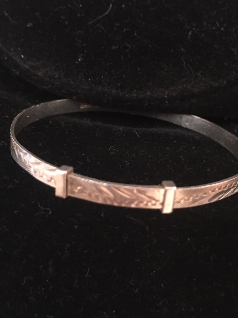 925 Sterling Silver Vintage Baby’s Expandable Bangle Bracelet 