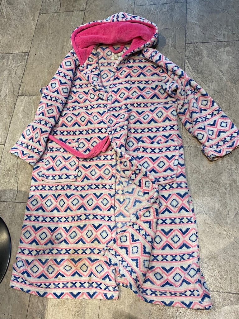 image for Dressing gown with belt, hood & pockets. Size M 14/16. Vgc