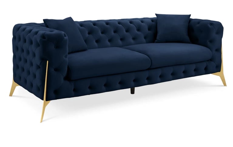 3 seater jaguar chesterfield velvet button sofa 2 colours available 