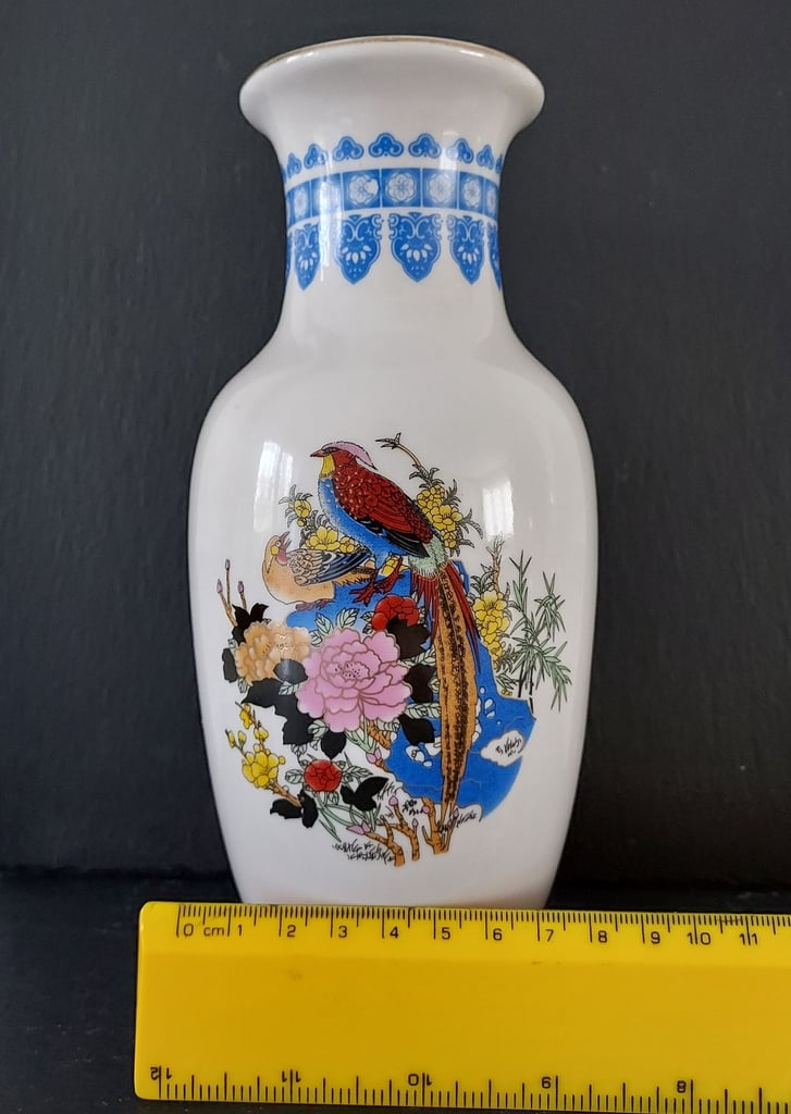 Bird and Floral Design Ceramic Vase 20 cm Tall