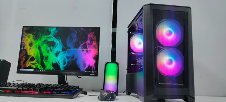 Quick Liquid Cooled Gaming Computer PC Setup with Monitor / i5, 16GB RAM, GTX 1080