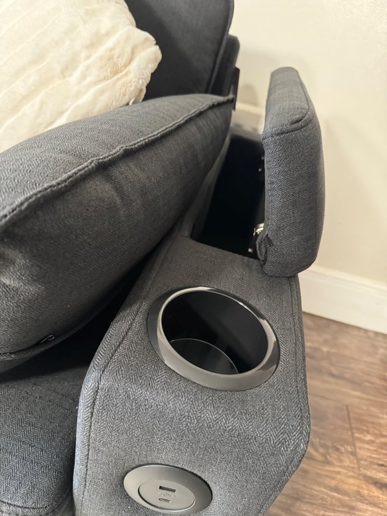 All-in-One Sofa Bed with USB, Cupholders, Ottoman & Storage Armrests.