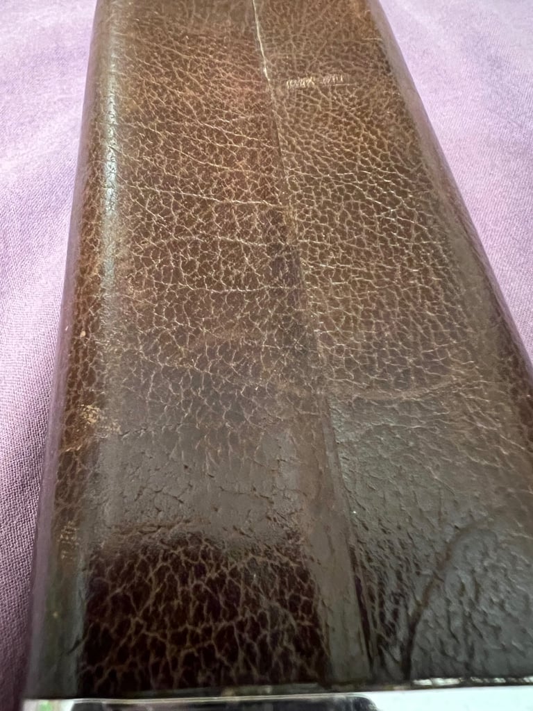 Vintage 5oz Leather Hip Flask – Classic Old Metal & Leather Pocket Flask – Used