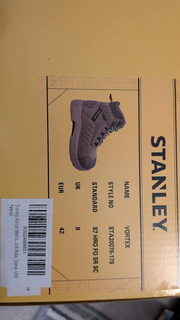 Band New Stanley Vortex Size 8 Work Boots