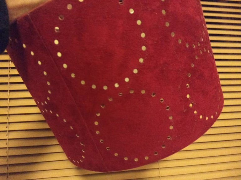 Deep red suede or brush velvet effect light shade