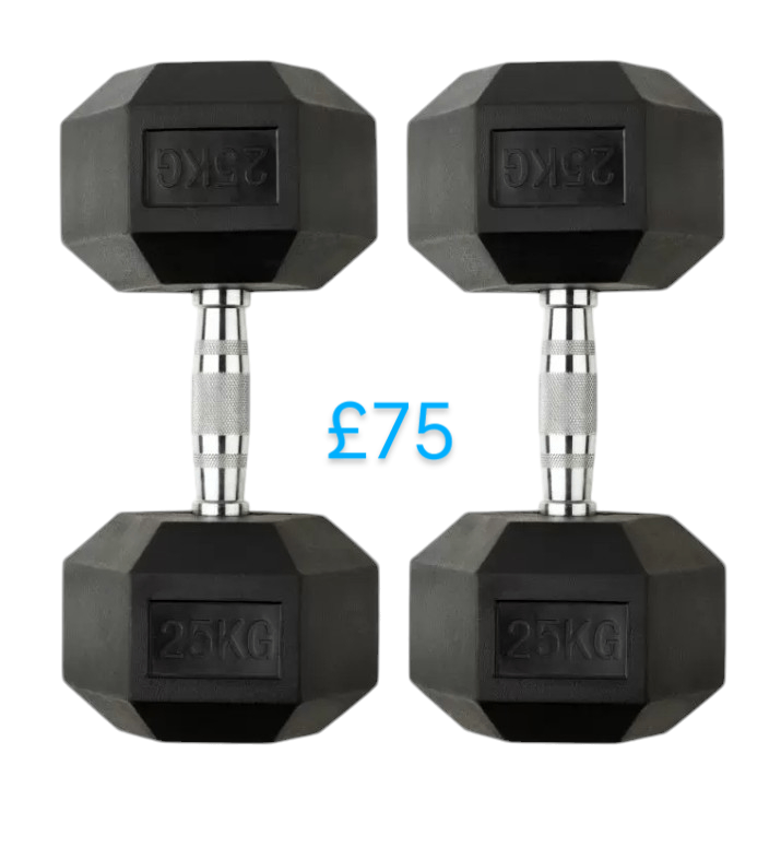 image for Hex Dumbbells 2 x 25kg Brand-new in boxes