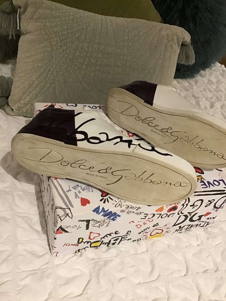 Dolce & Cabanna Woman's White & Purple Training Shoes - Size 4