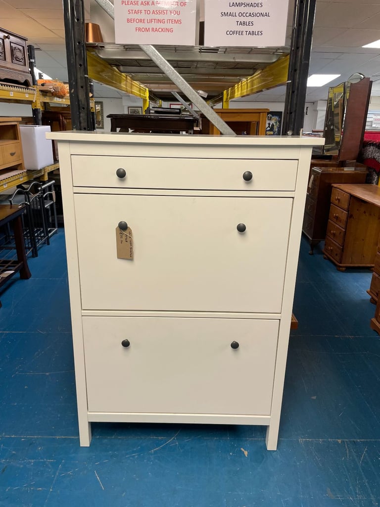 image for IKEA Shoe cabinet with 2 compartments, white, 89x30x127 cm TCL Reuse 99968