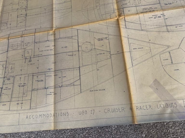 Holman & Pye Yacht Designers Plan 152-UFO 27 Cruiser & Racer Vintage Boat Blueprints 