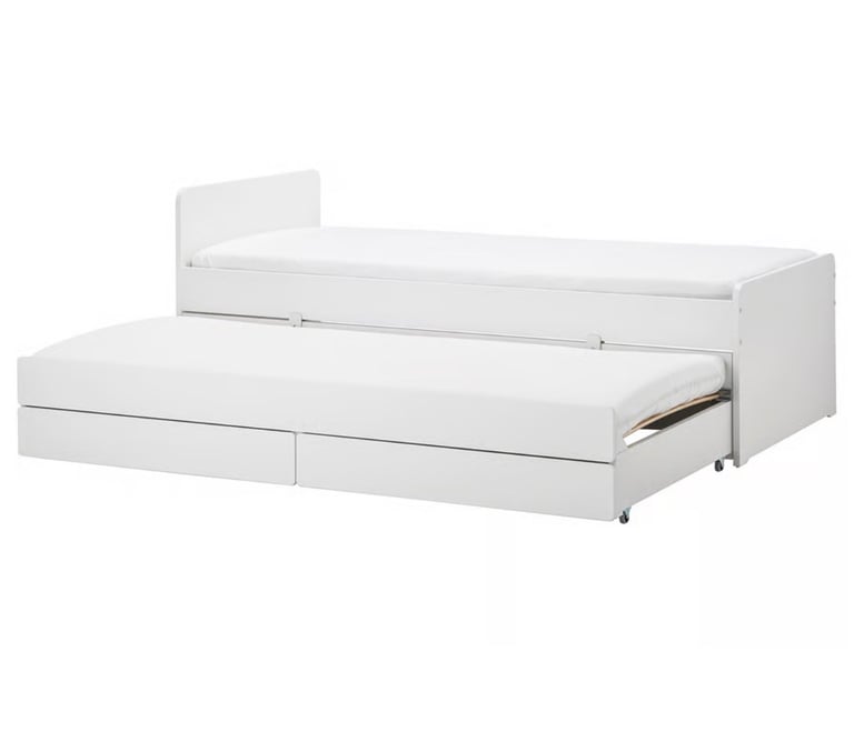 image for Ikea Slakt Bed frame with underbed and storage, white