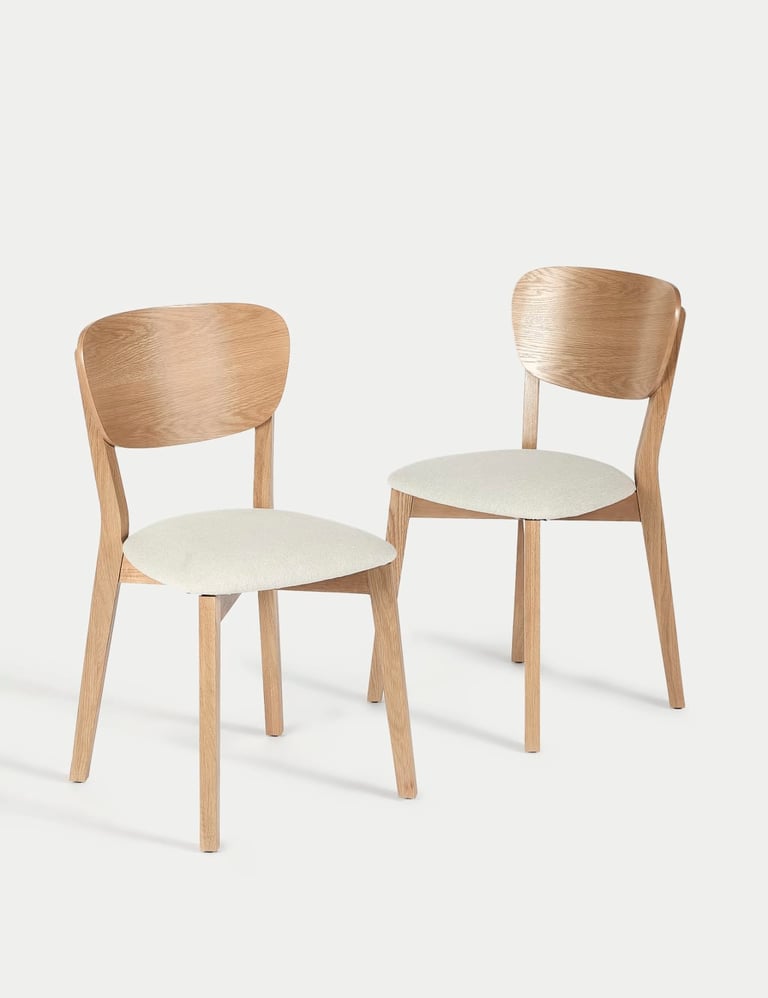 M&S Set of 2 Alba Oak Dining Chairs - New - Marks & Spencer