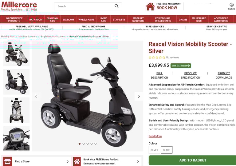 Rascal Vision 8mph Mobility Scooter 100% BATTERIES Only 0.9 Hours Use! Was £3995