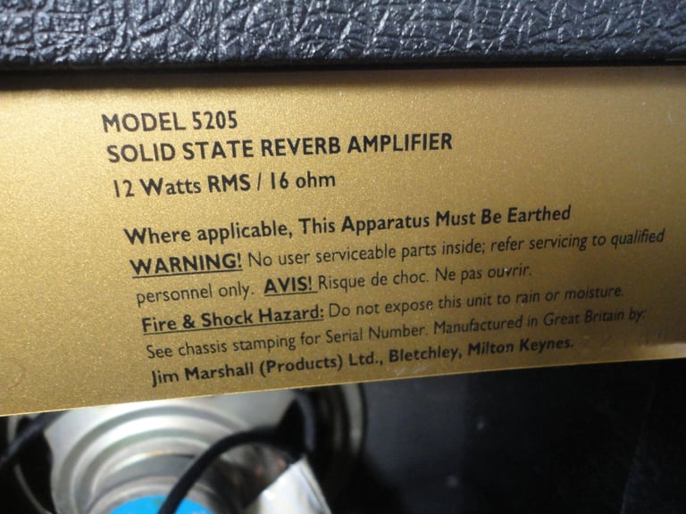 Marshall reverb 12, model 5205 solid state reverb amplifier, 12 watts RMS 16 ohms 