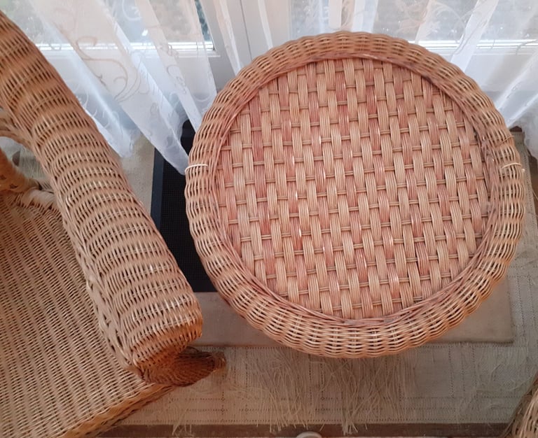 Edwardian Wicker Armchairs and table