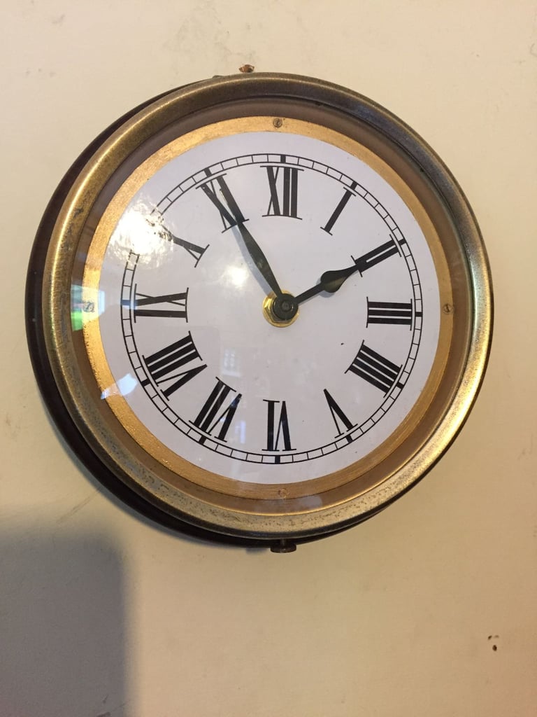 vintage 1930s industrial wall clock converted to quartz battery movement