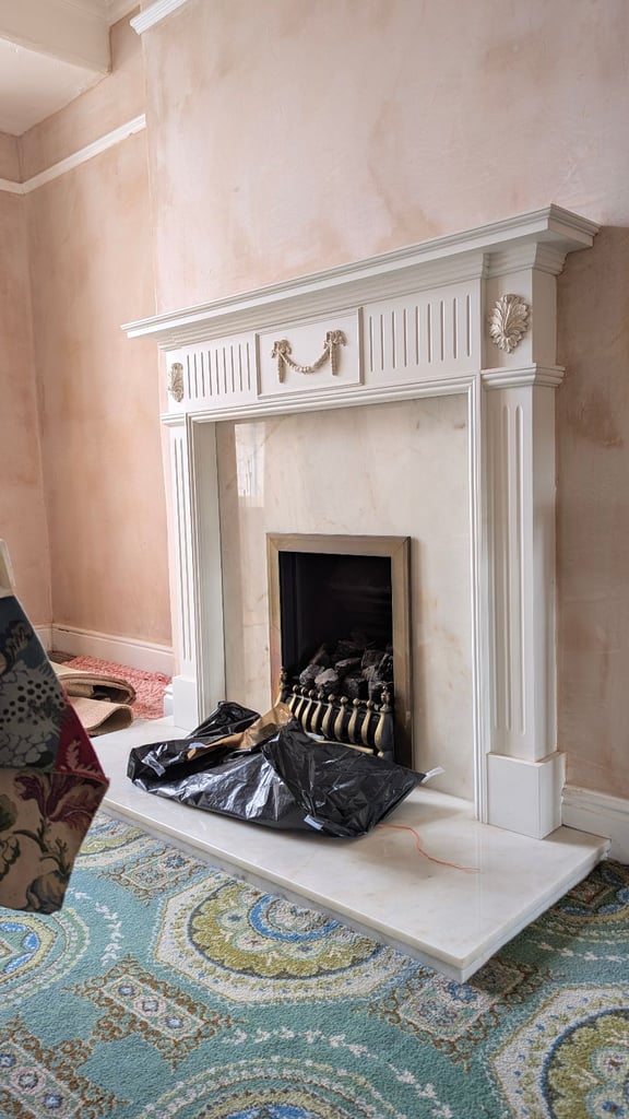 image for Marble fire hearth and backpanel