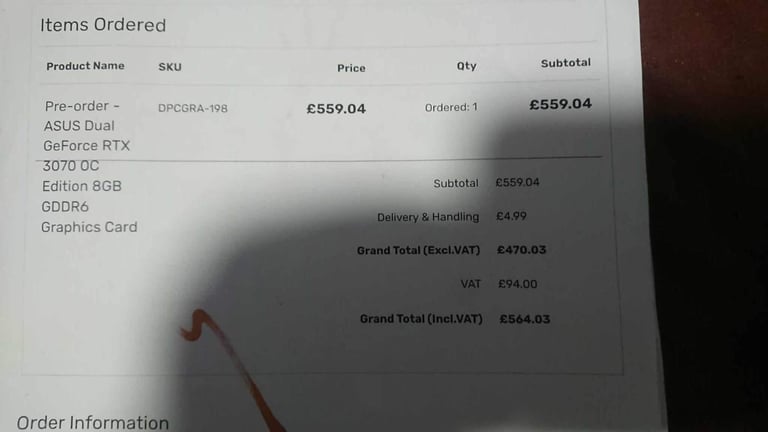 graphics card ASUS RTX 3070 