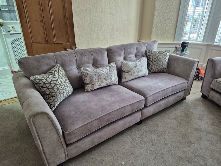image for Ariana sofa and love (cuddle) chair grey from furniture village 