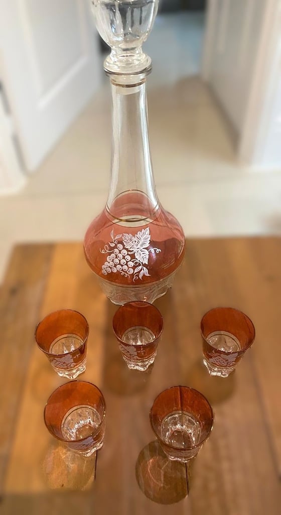 Vintage Italian Lubiana Decanter and Glasses Set