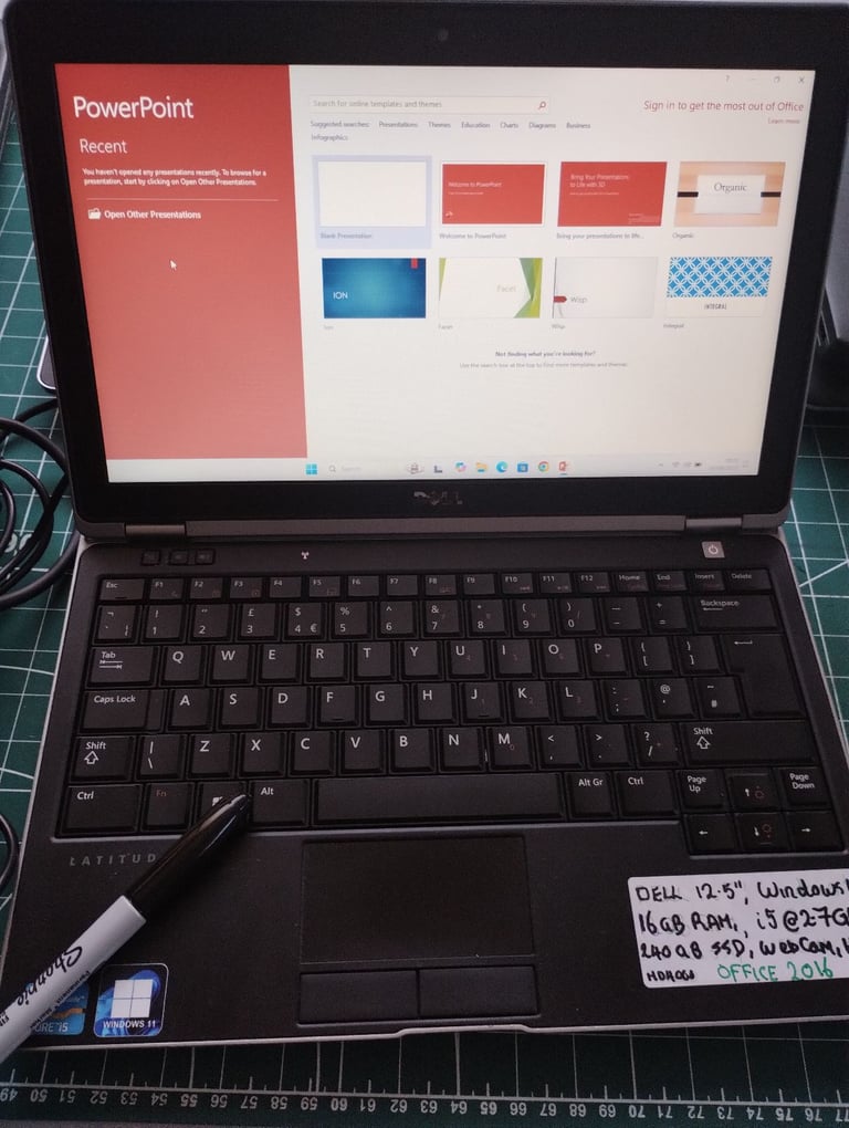 Dell laptop. Windows 11. Full Microsoft Office, 16GB RAM, i5 CPU, 240GB SSD, HDMI, WebCam.