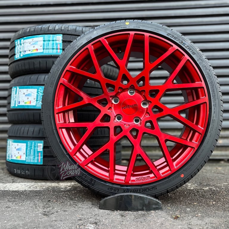 19” 5x112 Rotiform BLQ Red Audi A3 Wheels Alloys VW Caddy Golf 235/35/19 Tyres