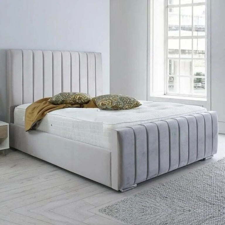 image for Florence beds !! Tall Free Headboard Double Florence bed Frame With optional Mattress 