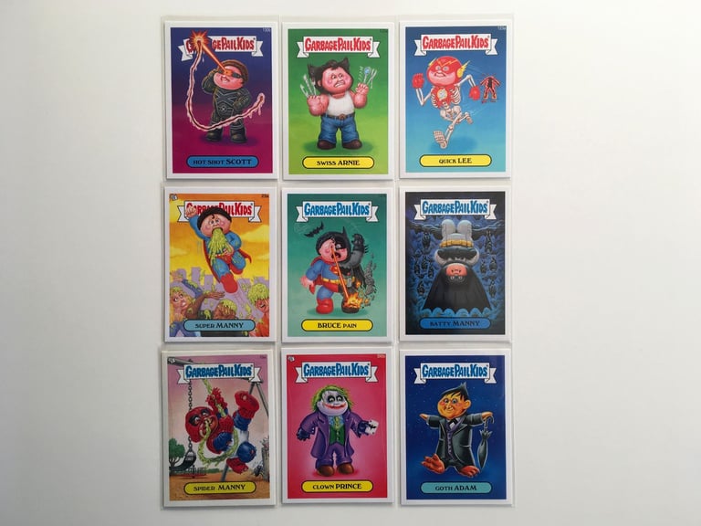 image for Garbage Pail Kids - Superheros - Marvel DC Batman Wolverine Spiderman trading cards stickers