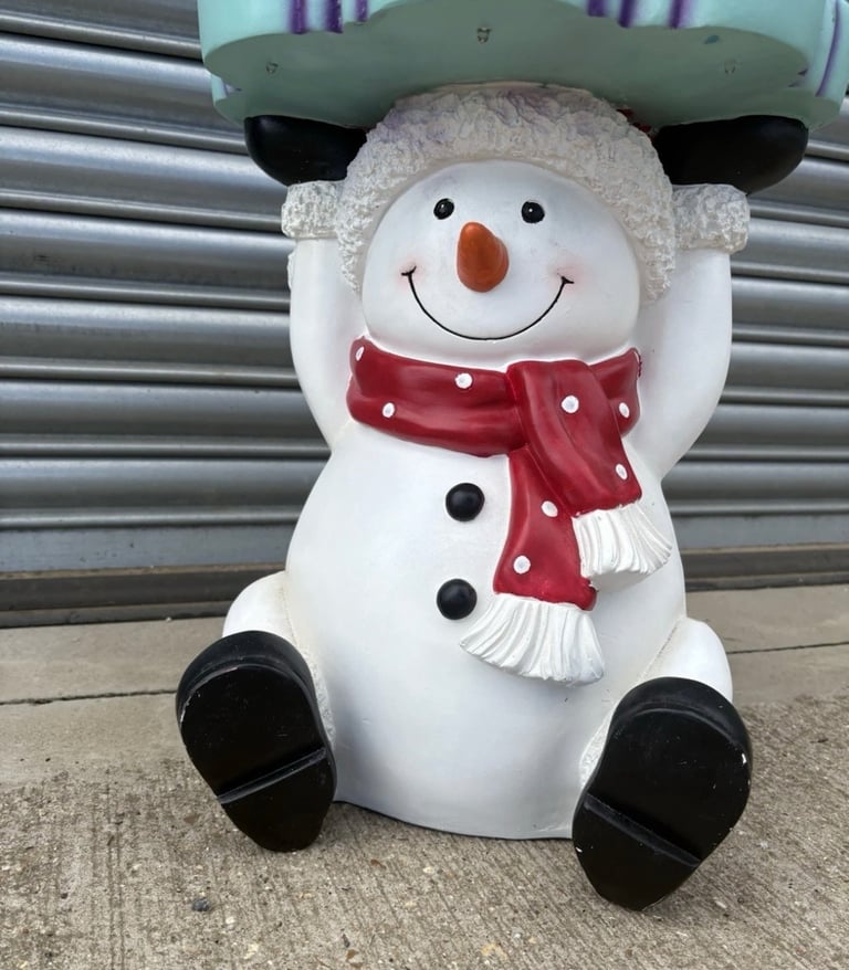 image for Snowman Christmas Decor Side Table Holiday USA rare