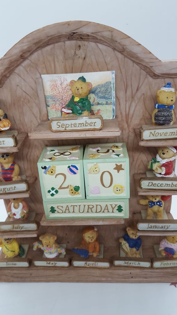 image for Rare Collectors Item Teddy Bear Perpetual Calendar Ornament By Avon 1993 Limited Edition Like New 
