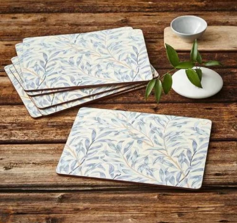 Morris & Co. Willow Bough 6 Placemats, Blue.
