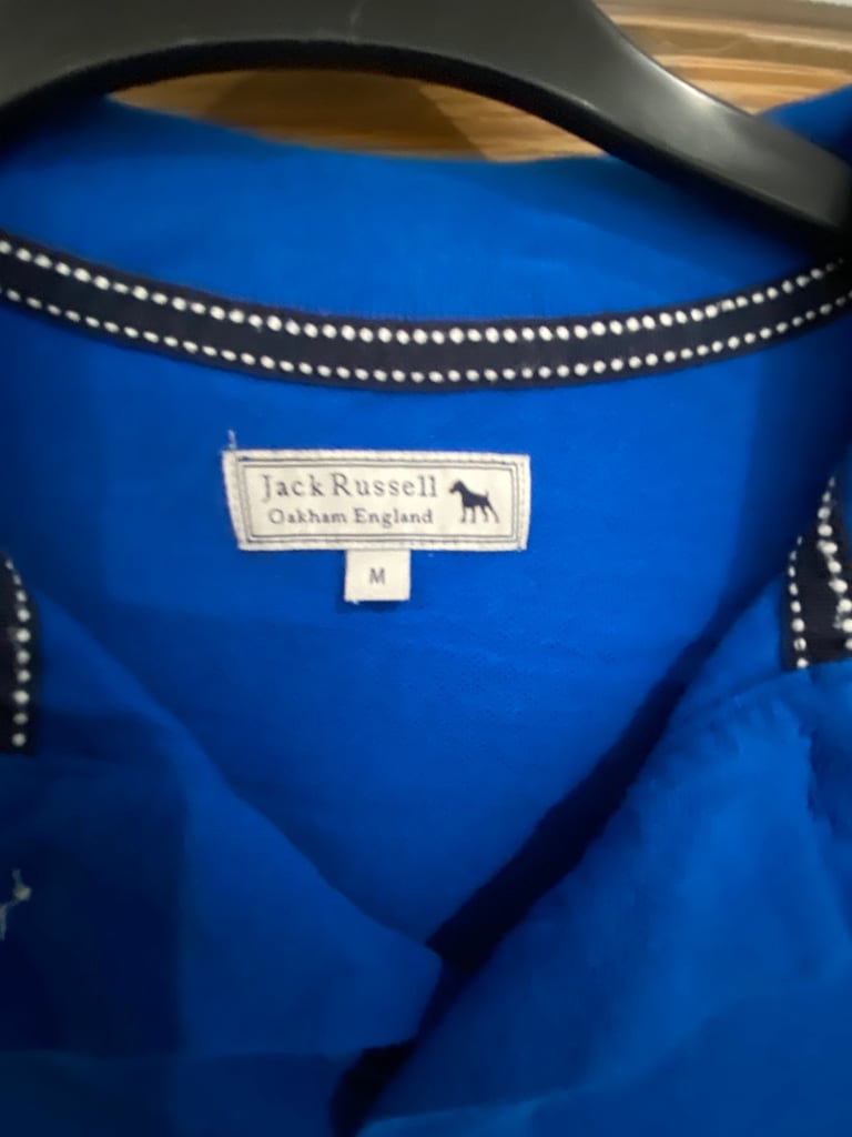 Jack Russell blue polo shirt size medium 