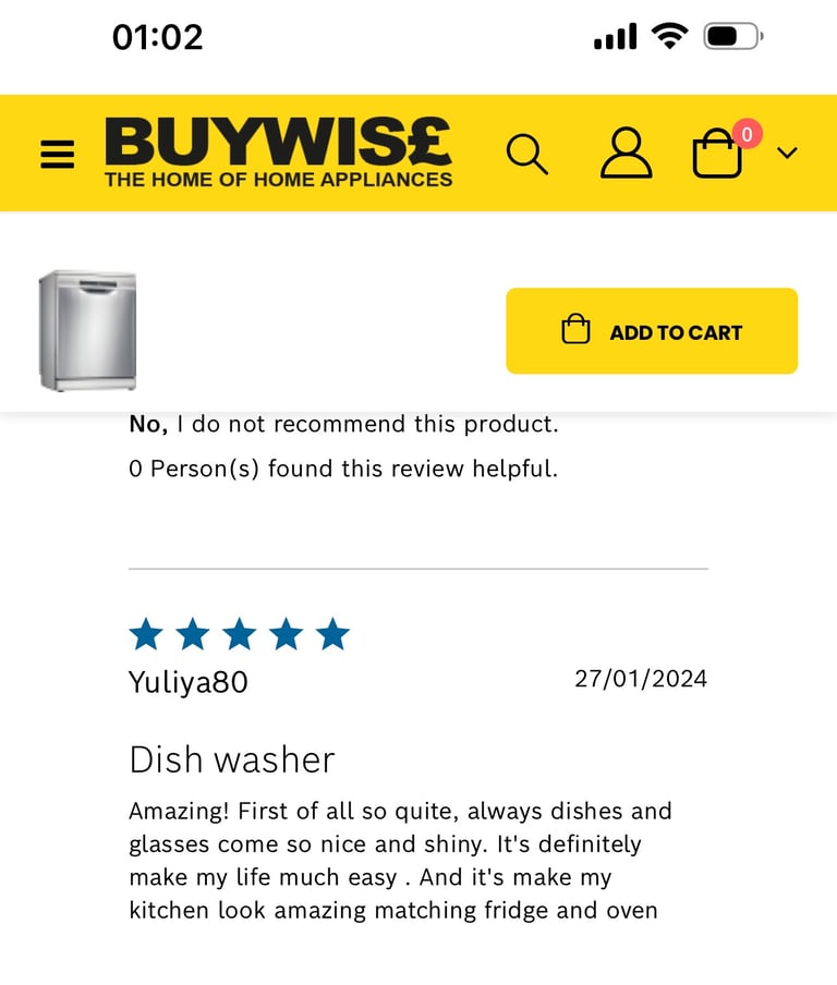 Bosch Silver dishwasher - used like new