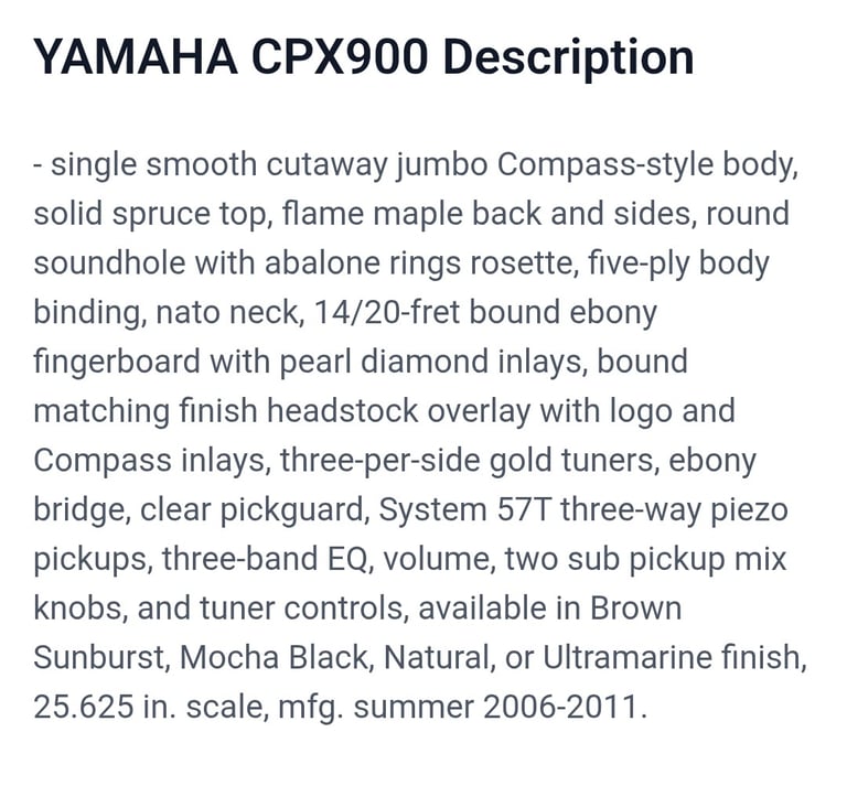 Yamaha CPX 900 SERIES semi-electric acoustic guitar 