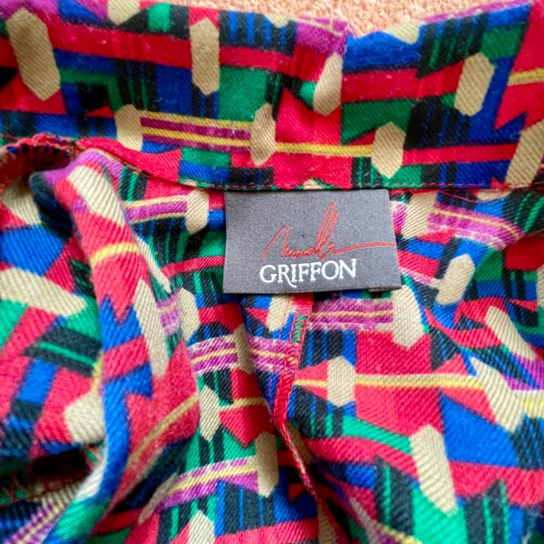 Vintage Marcelle Griffon French Abstract Print Shirt Dress 
