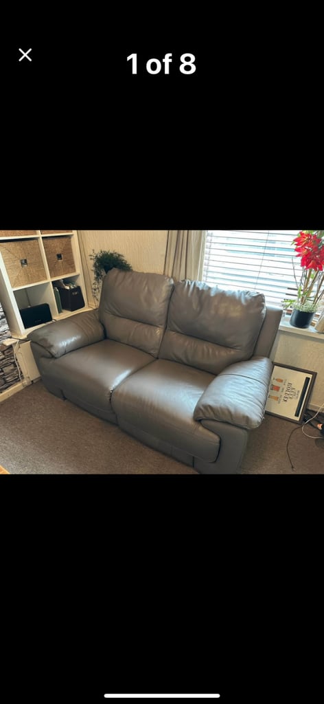 DFS grey leather sofa