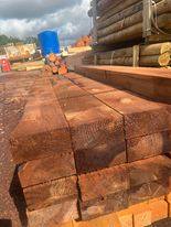 Rustic brown garden sleepers