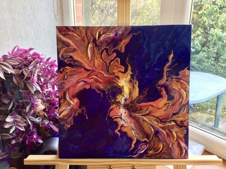 Vibrant original acrylic painting,  abstract textured Artwork 