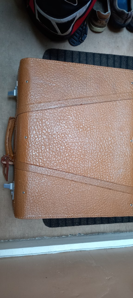 Stunning Vintage 1950's Leather Suitcase In Pristine Condition 