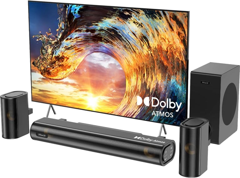 image for Hiwill A41 300W 4.1ch Dolby Atmos Soundbar + 2 Front Surround + Subwoofer (Brand New)