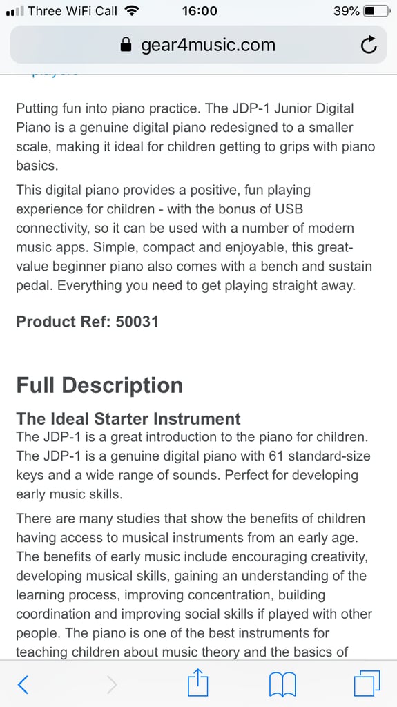 Children’s White Piano and Stool