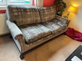 Solid, grey, feather filled 4-seater sofa