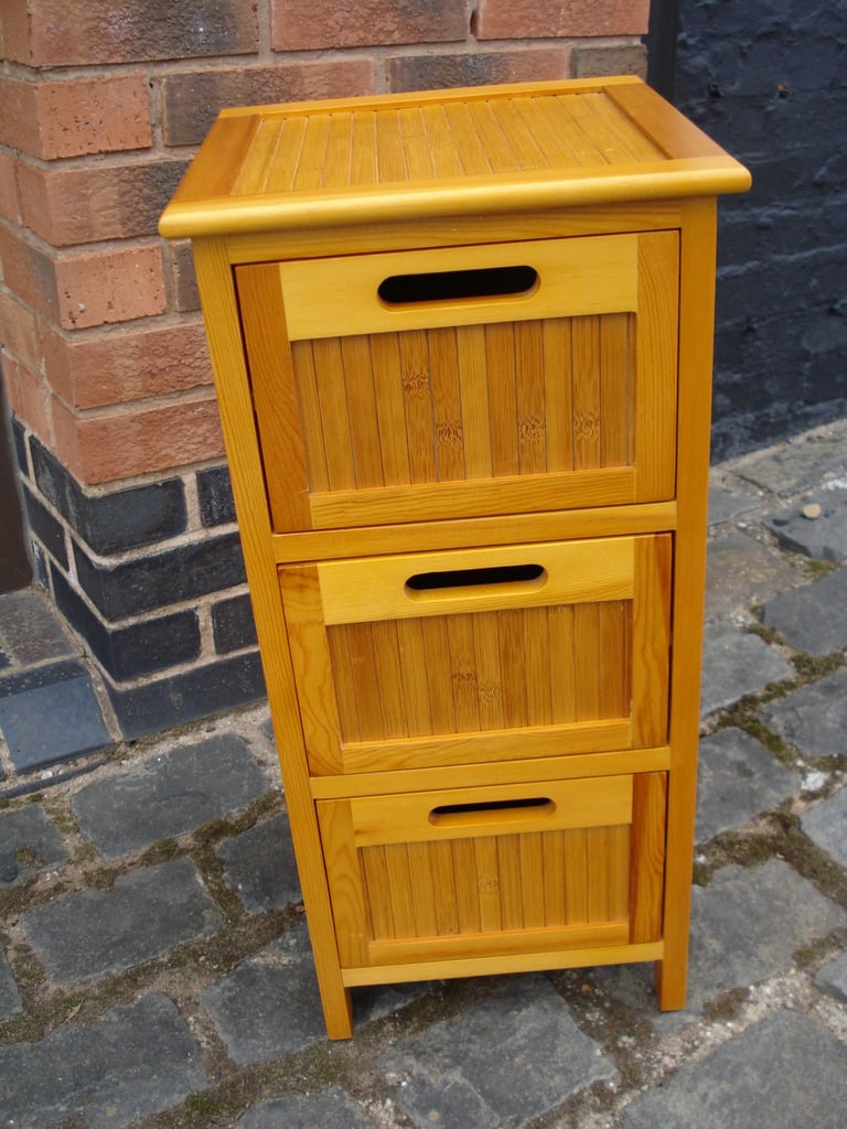 BAMBOO EFFECT  SLIM 3 DRAWER CUPBOARD