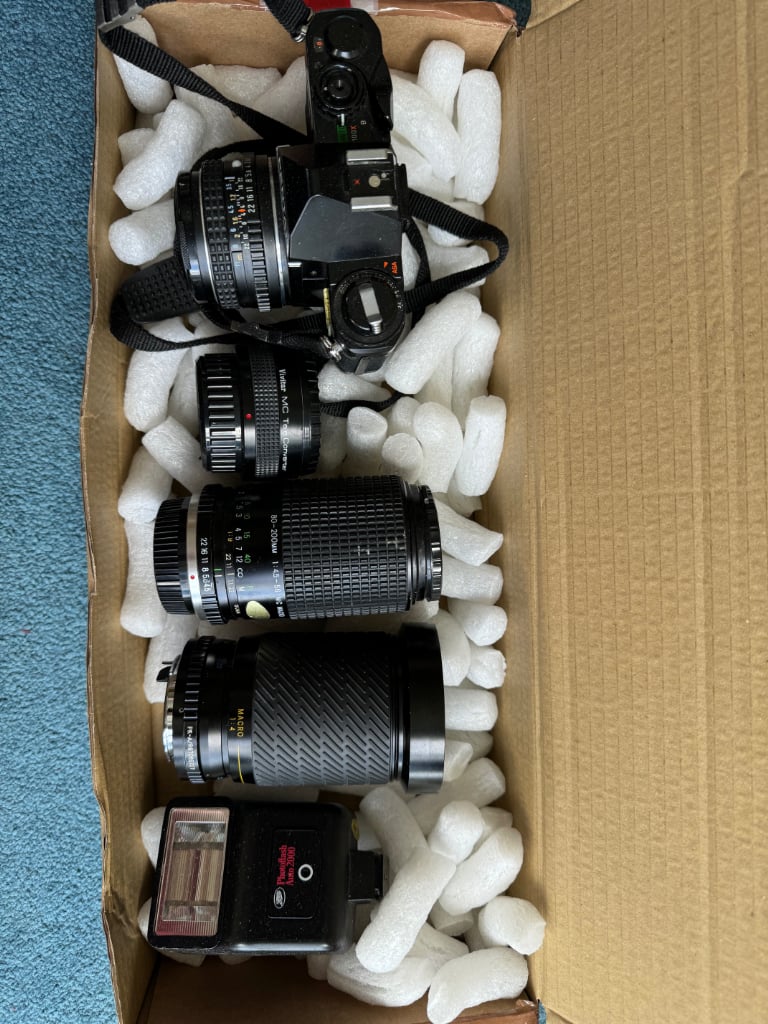 Pentax MV Film Camera and 3 Lenses