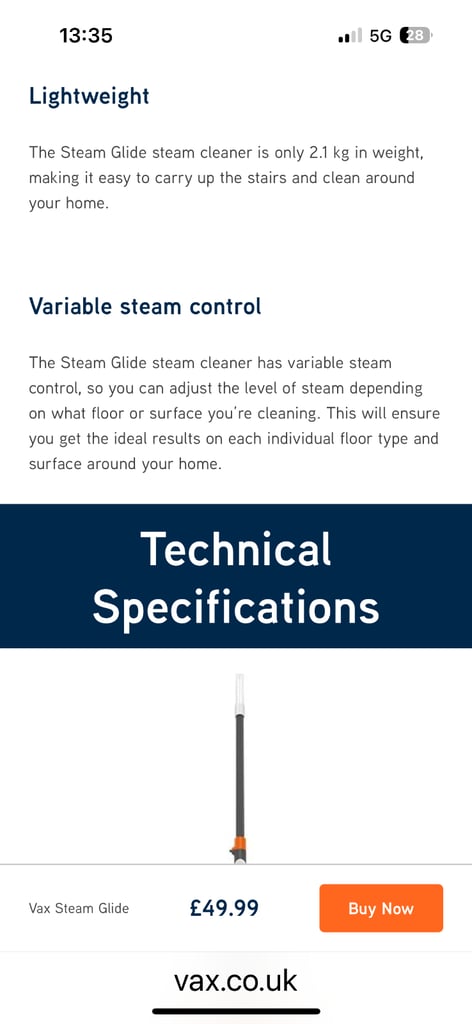 Vax SteamGlide Steam Cleaner