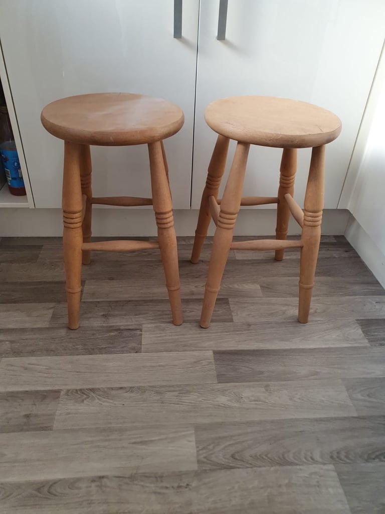 Pair of solid pine stools 