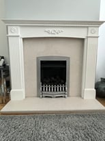 Complete fireplace with marble backplate and hearth
